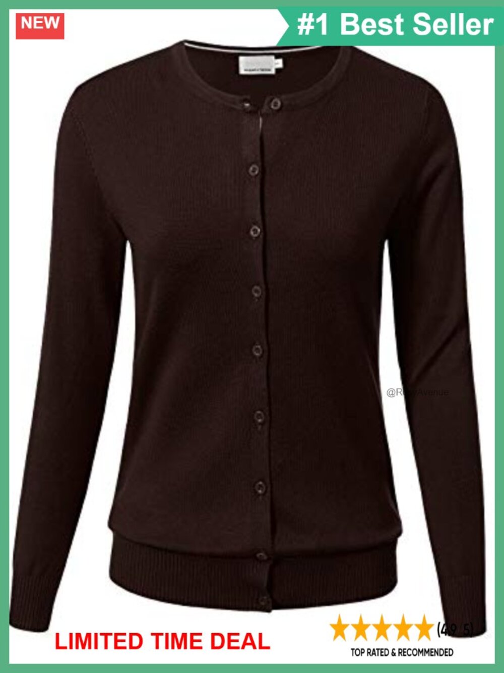 Women's Long-Sleeve Crewneck Button-Down Cardigan Lightweight Knit Layer